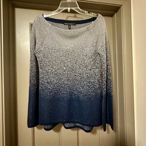 White House Black Market Navy and Gray silver Ombre Sweater Small